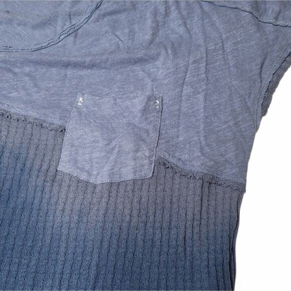 We The Free Blue Faded Ribbed Top Shirt Front Pocket Size Medium - Picture 3 of 7